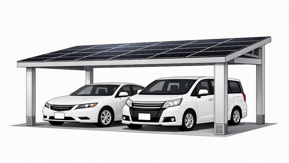 ソーラーカーポートの施工イメージ